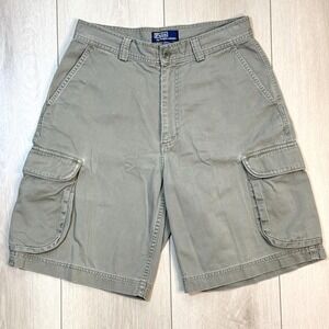 VTG Polo Ralph Lauren Green Cargo Shorts Men's 30‎ Utility Pockets Cotton